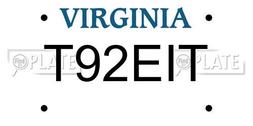 T92EIT Virginia License Plate