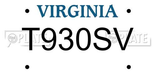 T930SV Virginia License Plate