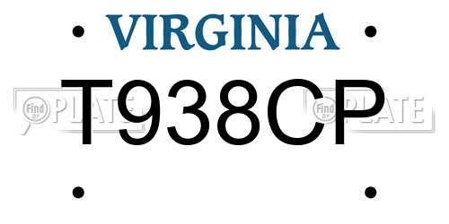 T938CP Virginia License Plate