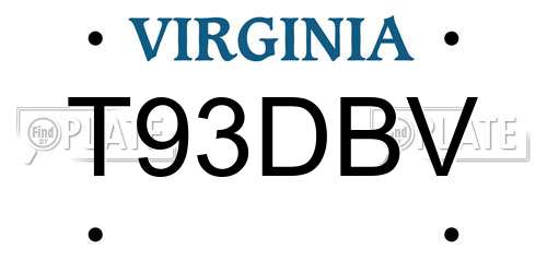 T93DBV Virginia License Plate