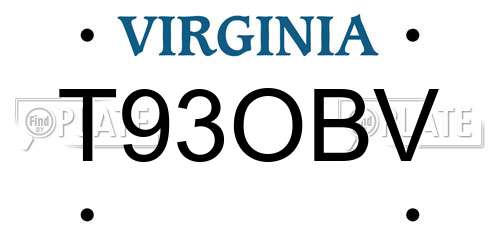 T93OBV Virginia License Plate