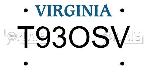 T93OSV Virginia License Plate