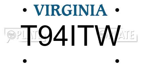 T94ITW Virginia License Plate