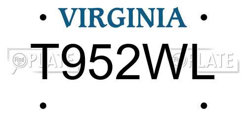 T952WL Virginia License Plate