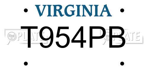 T954PB Virginia License Plate