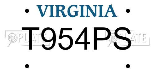 T954PS Virginia License Plate