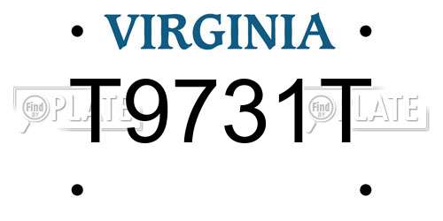 T9731T Virginia License Plate