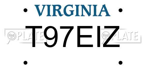 T97EIZ Virginia License Plate
