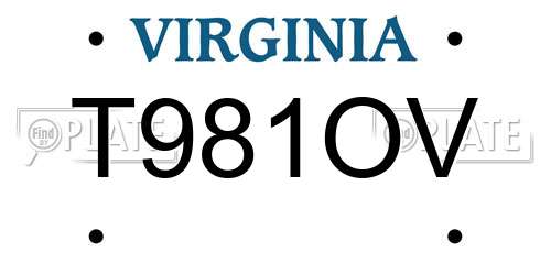 T981OV Virginia License Plate