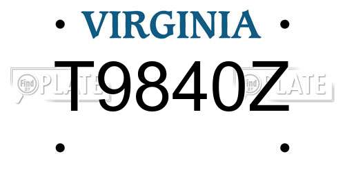 T9840Z Virginia License Plate
