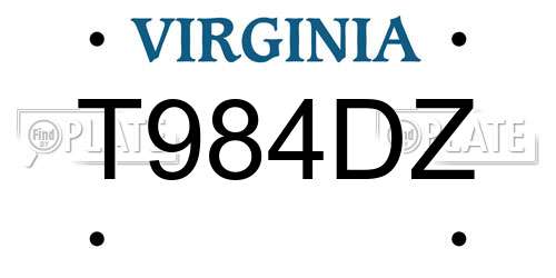 T984DZ Virginia License Plate