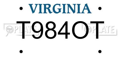 T984OT Virginia License Plate