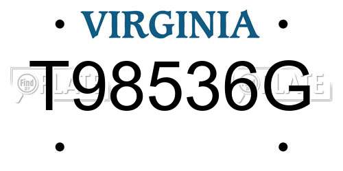 T98536G Virginia License Plate