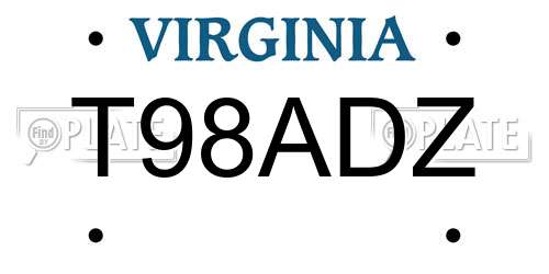 T98ADZ Virginia License Plate