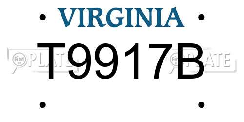 T9917B Virginia License Plate