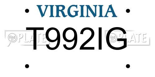 T992IG Virginia License Plate
