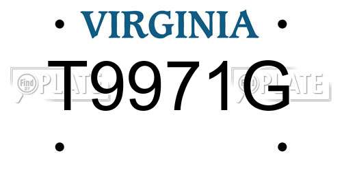 T9971G Virginia License Plate