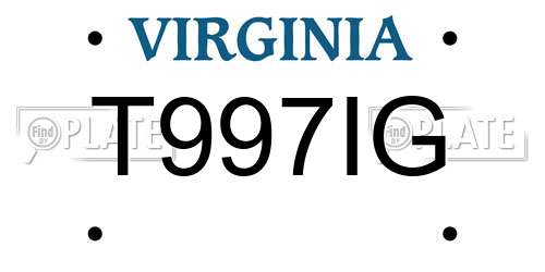 T997IG Virginia License Plate
