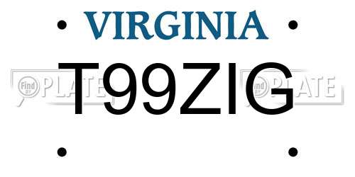 T99ZIG Virginia License Plate
