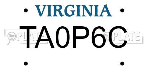 TA0P6C Virginia License Plate