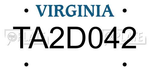 TA2D042 Virginia License Plate