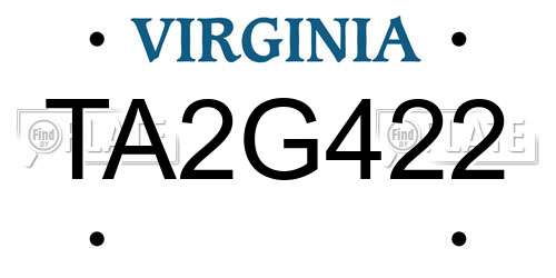 TA2G422 Virginia License Plate