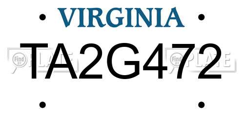 TA2G472 Virginia License Plate