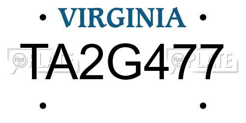 TA2G477 Virginia License Plate