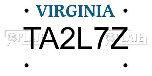 TA2L7Z Virginia License Plate