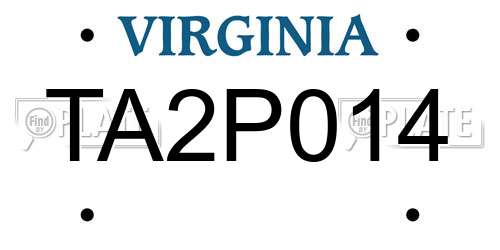 TA2P014 Virginia License Plate