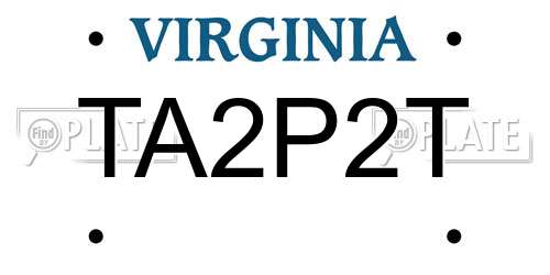 TA2P2T Virginia License Plate