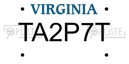 TA2P7T Virginia License Plate