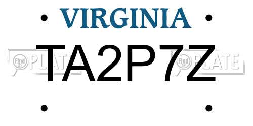 TA2P7Z Virginia License Plate