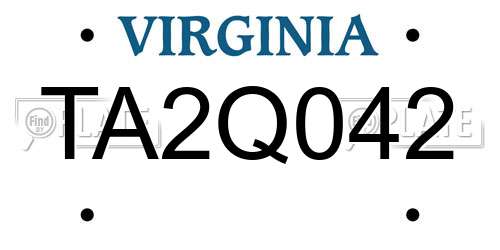 TA2Q042 Virginia License Plate