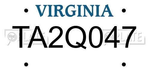TA2Q047 Virginia License Plate