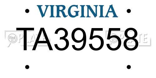 TA39558 Virginia License Plate