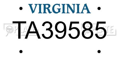 TA39585 Virginia License Plate