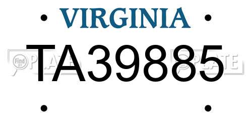 TA39885 Virginia License Plate