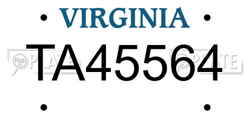 TA45564 Virginia License Plate