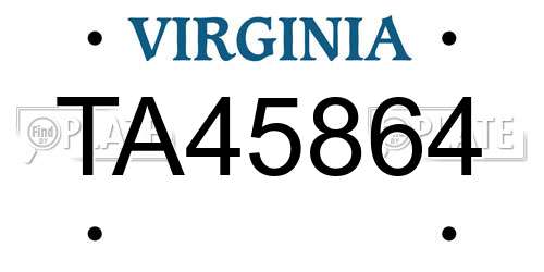 TA45864 Virginia License Plate