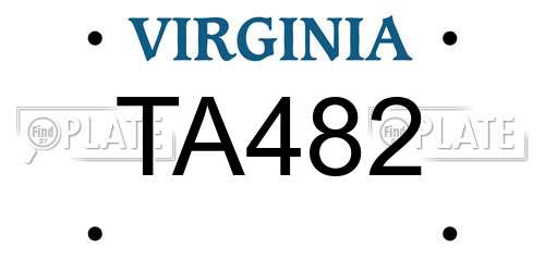 TA482 Virginia License Plate