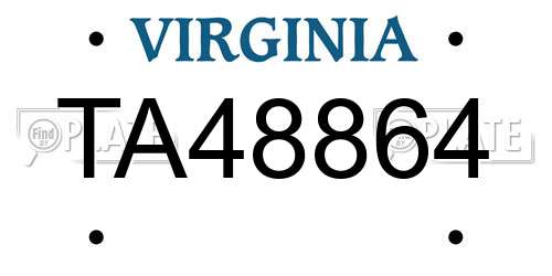 TA48864 Virginia License Plate