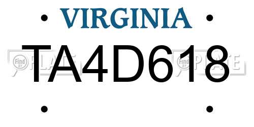 TA4D618 Virginia License Plate