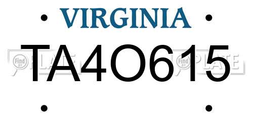 TA4O615 Virginia License Plate