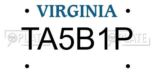 TA5B1P Virginia License Plate