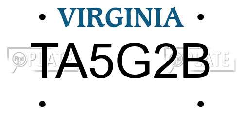 TA5G2B Virginia License Plate