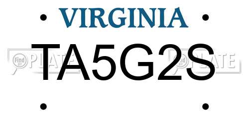 TA5G2S Virginia License Plate