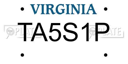 TA5S1P Virginia License Plate