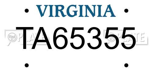 TA65355 Virginia License Plate