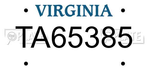 TA65385 Virginia License Plate
